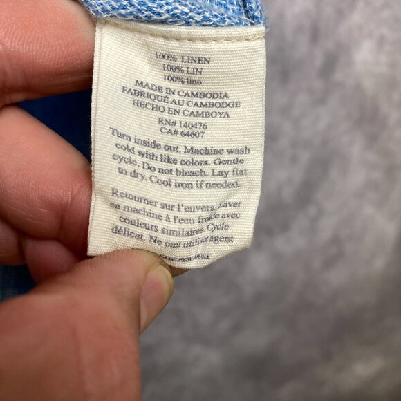 FAHERTY Palma 100% Linen Shirt Mens XL Blue Short Sleeve Casual Preppy Outdoors - Picture 7 of 10